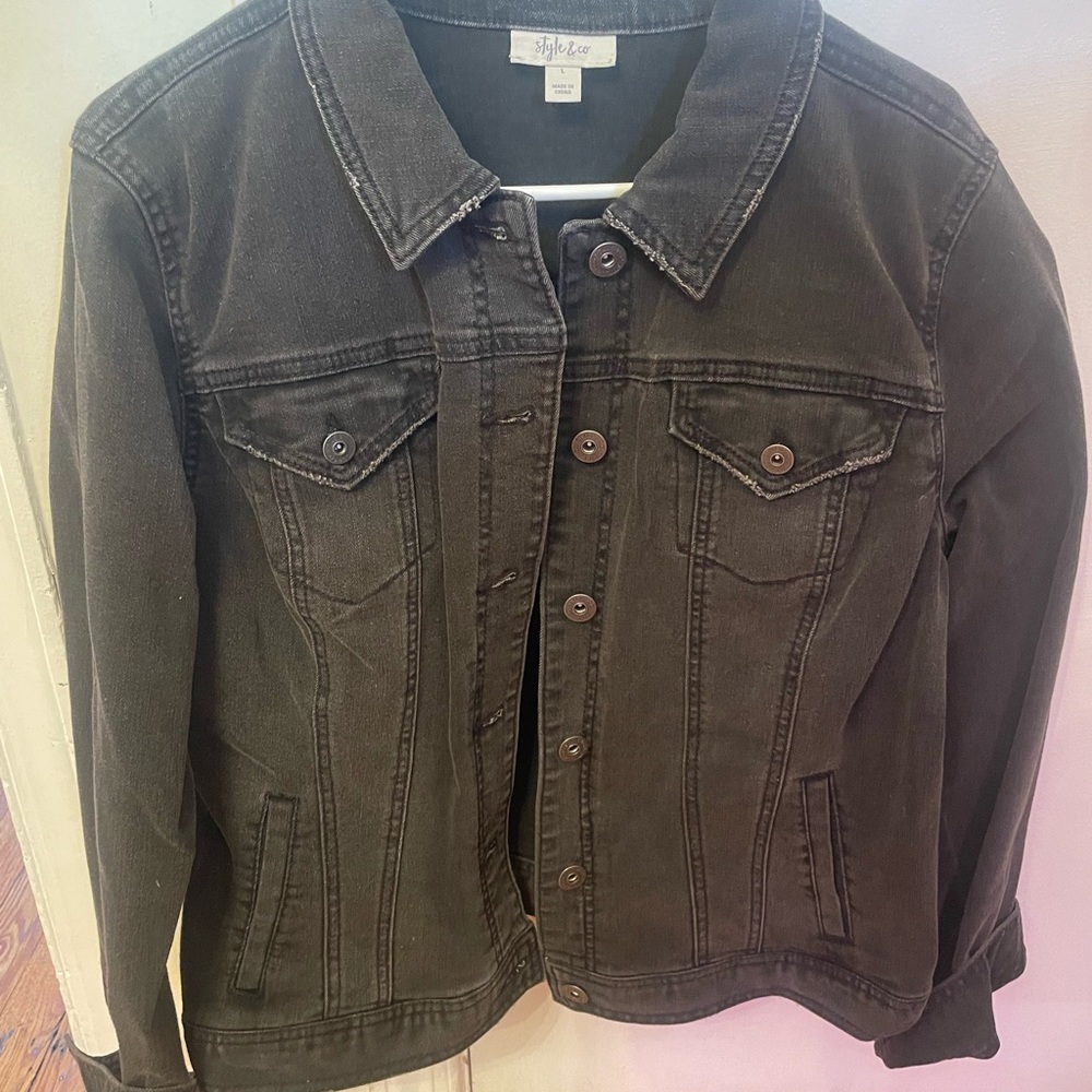 Style & Co Black Jean Jacket Classic Denim Design
